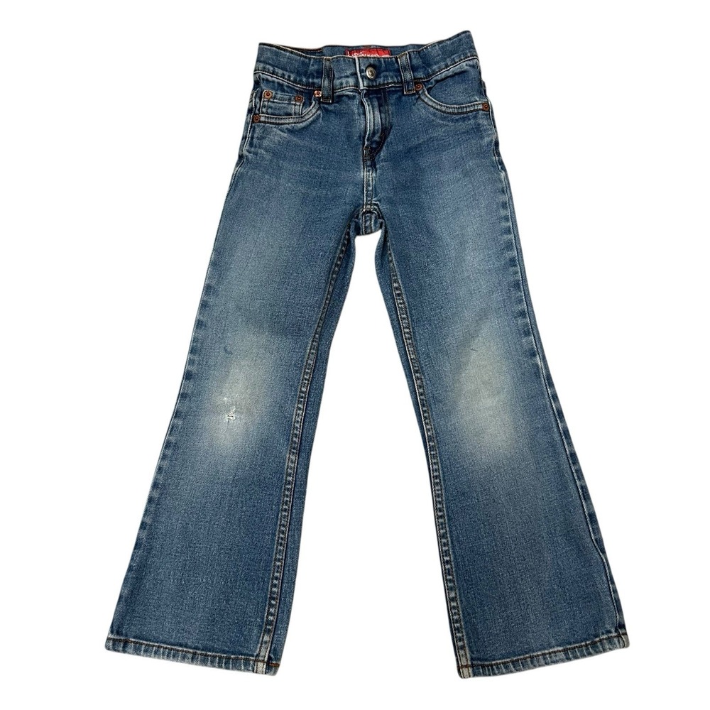 Levis Flare Jeans Girl's Size 6X 517 Blue Denim Adjustable Waist 20" Inseam